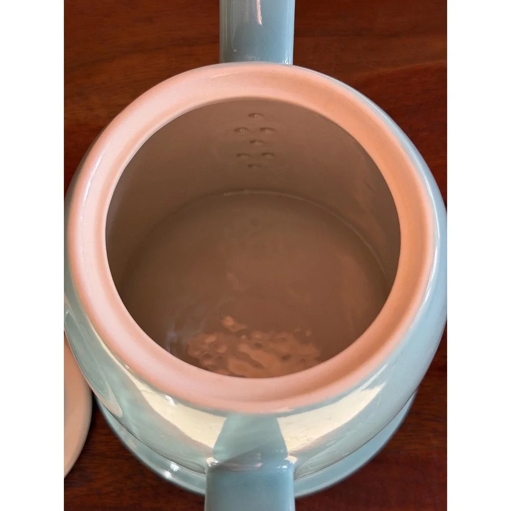 Vintage Hall China Forman Family Powder Blue Cozy Teapot Chrome Cover 1950s